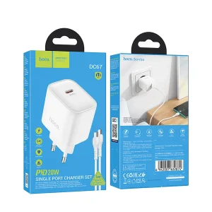 Cargador Hoco DC67 20w con entrada C mas cable tipo C.