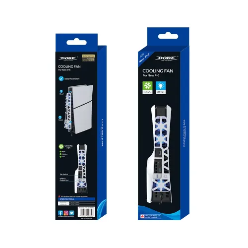 COOLER PARA PS5 SLIM LUZ AZUL COOLING FAN DOBE TP5 BLANCO.