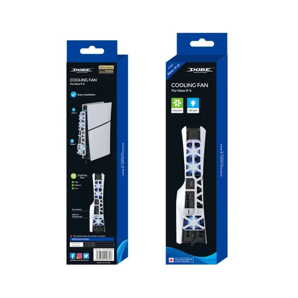 COOLER PARA PS5 SLIM LUZ AZUL COOLING FAN DOBE TP5 BLANCO.