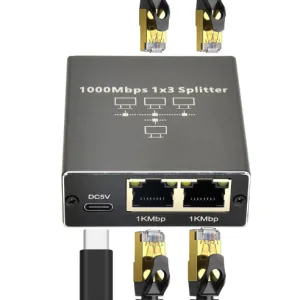 Divisor Gigabit Ethernet 1 a 2/3/4, 1000Mbps RJ45 LAN Divisor de Internet para computadora/Hub/Switch/Router/Set-Top Box/TV digital.