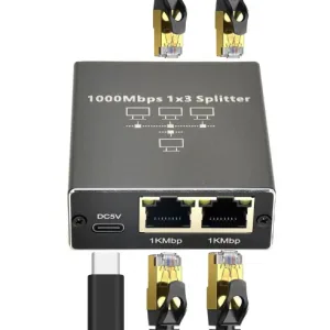 Divisor Gigabit Ethernet 1 a 2/3/4, 1000Mbps RJ45 LAN Divisor de Internet para computadora/Hub/Switch/Router/Set-Top Box/TV digital.