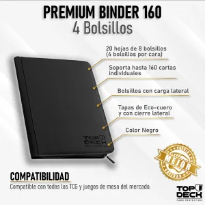 Carpeta Cartas Premium Binder | TOPDECK 160 color Negro