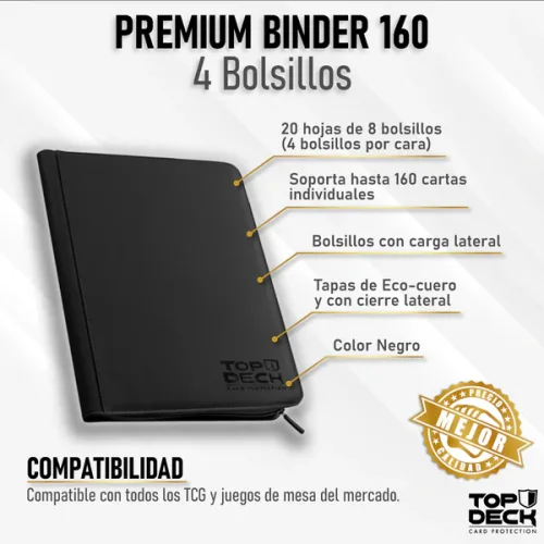 Carpeta Cartas Premium Binder | TOPDECK 160 color Negro