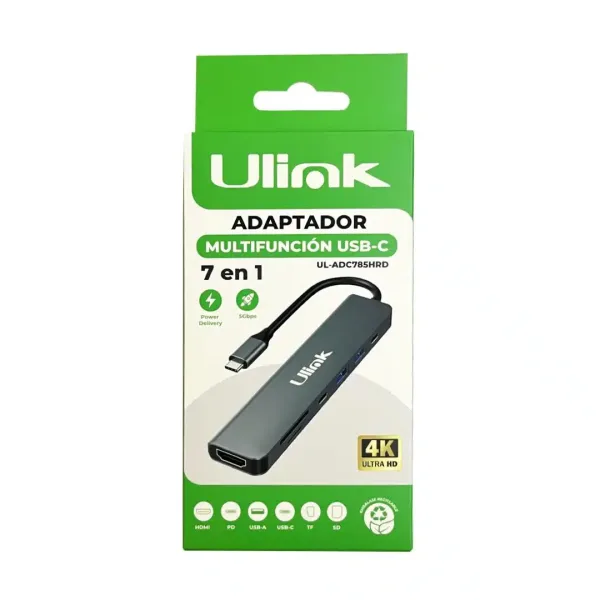 Adaptador Multifunción USB-C 7 en 1 Mod. UL-ADC785HRD