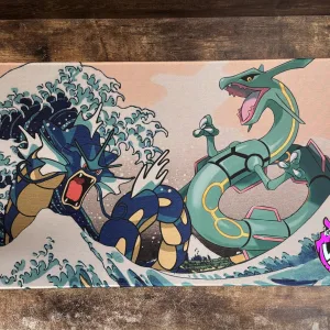 Playmat - Mousepad 35X60Cm Pokemon Diseño Gyarados vs Rayquaza