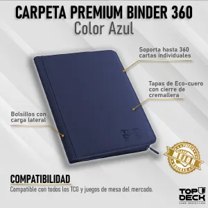 Carpeta Cartas Premium Binder 9 Bolsillos | TOPDECK 360 color Azul