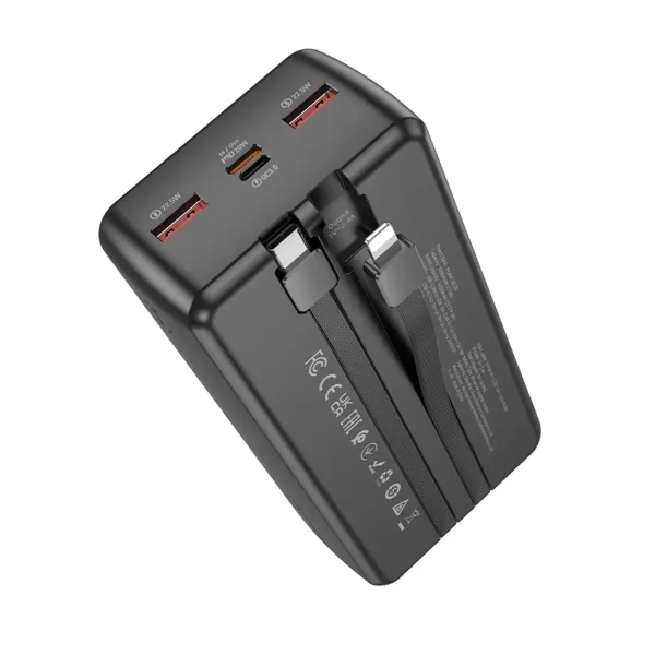 Bateria Externa Powerbank Borofone BJ57B 30,000mAh Graceful 22.5W+PD20W Negro con cables - Imagen 2