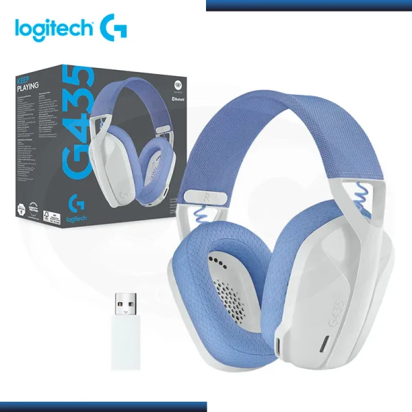 Audifonos Inalambricos Gamer Logitech G435 Lightspeed, Bluetooth, Blanco