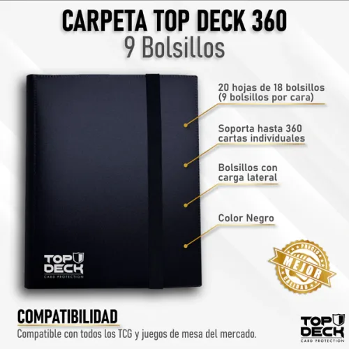Carpeta Cartas Esencial | TOPDECK 360 color Negro - Imagen 2
