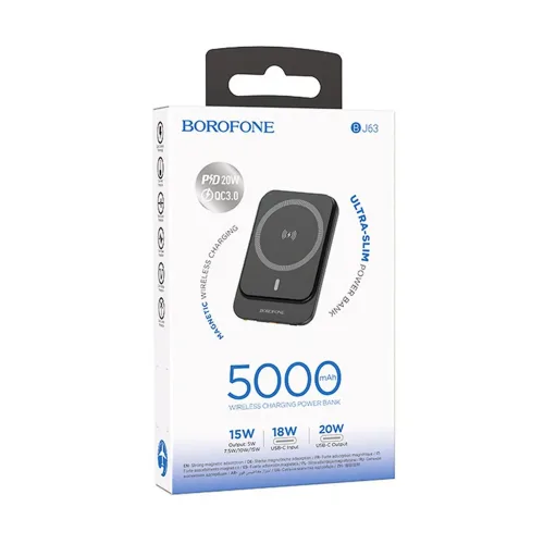 Bateria Portatil Powerbank Borofone BJ63 PD20W Magnetico 5,000mAh Negro