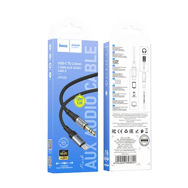 Cable Audio Hoco UPA26 USB Tipo C a 3.5mm Hi-Fi Audio