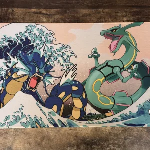 Playmat - Mousepad 35X60Cm Pokemon Diseño Gyarados Vs Rayquaza