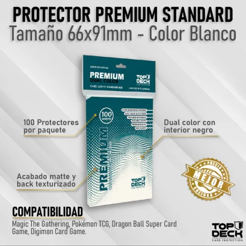 Protectores de Cartas Premium TCG | TOPDECK Standard 66x91mm color Blanco - Imagen 2