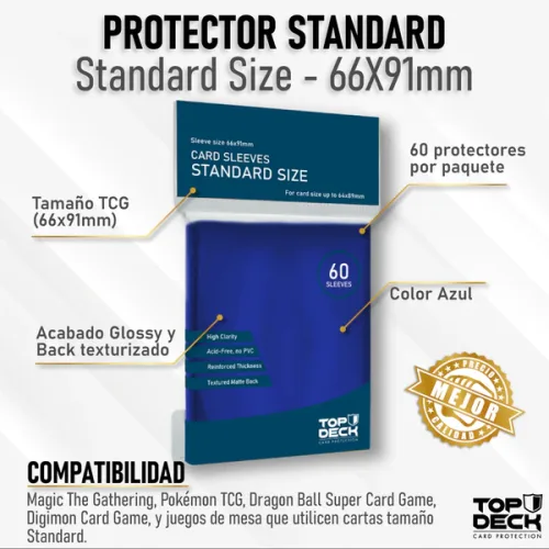 Protectores Cartas Esenciales TCG | TOPDECK Standard 66x91mm color Azul - Imagen 2