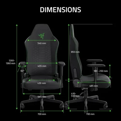 Silla Gamer Profesional Razer Iskur V2 X Black Fabric, ergonómica, soporte lumbar, cojines de espuma - Imagen 4
