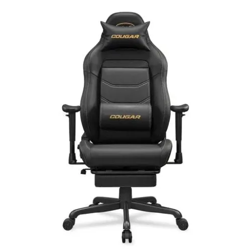 Silla Gamer Cougar Explorer Neo Gold, Reclinación 155°, Hasta 120kg, Reposapies Retráctil