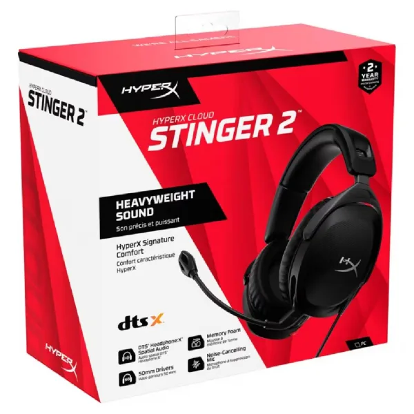 Audífonos Gamer HyperX Cloud Stinger 2 Con Cable, Over-Ear, Jack 3.5mm, DTS Inmersivo, Color Negro