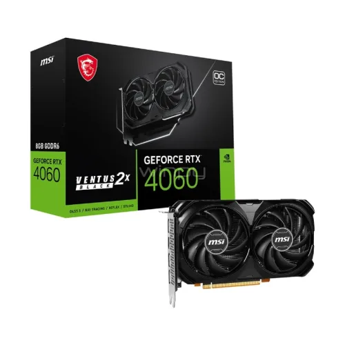 Tarjeta de Video MSi Nvidia Geforce RTX 4060 8GB GDDR 6 Dual Fan | Ventus X2 Black - Dlss 3, Ray tracing, Reflex, Studio - OC Edition