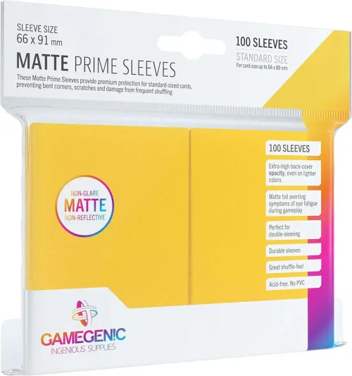 Funda Protectora de Cartas TCG Matte Prime Sleeves Gamegenic 100 Sobres Amarillo 66x91