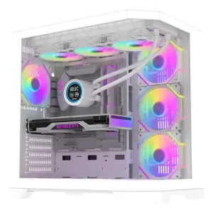 Gabinete Gamer FT48 Pro Atx Triple Vidrio 4 Fans A-RGB INCL Blanco