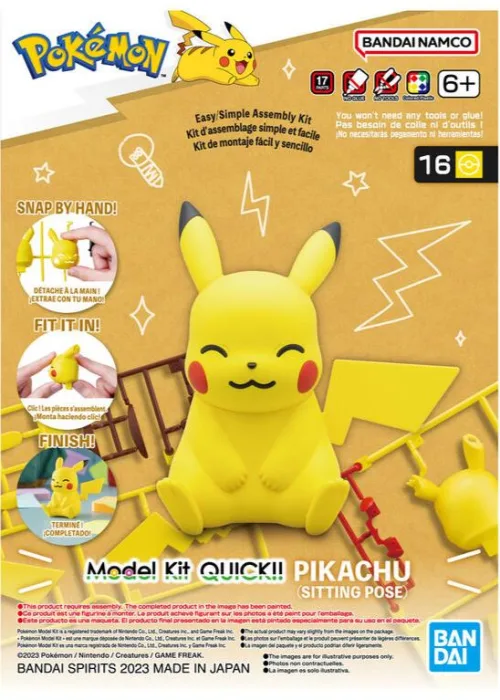 Figura Pokemon Model Kit Quick Pikachu Sentado - Imagen 2