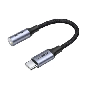 Adaptador de Audio Ugreen Tipo-C a 3,5 mm Trenzado 10cm (Audio Analogo y Digital)