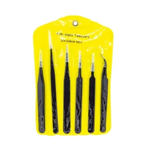 Set 6 Pinzas Acero Inoxidable Antiestaticas Anti-Static Tweezers