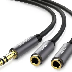 Cable de Audio Ugreen Splitter M/2H estereo Jack negro trenzado Plug 3.5mm