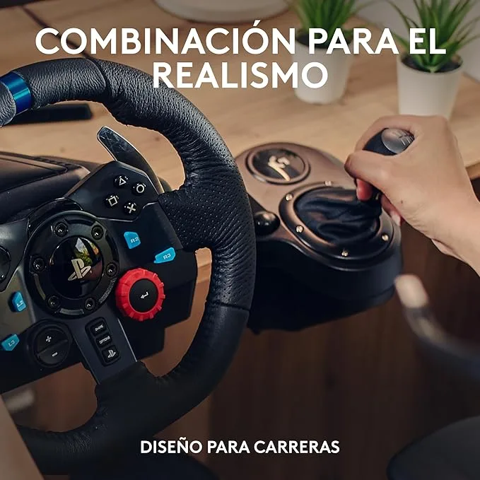 Logitech G G29 SE Driving Force, volante de carreras y pedales, Force Feedback, Cuero auténtico + Palanca de cambio, Para PS5, PS4 y PC, Mac - Negro - Imagen 2