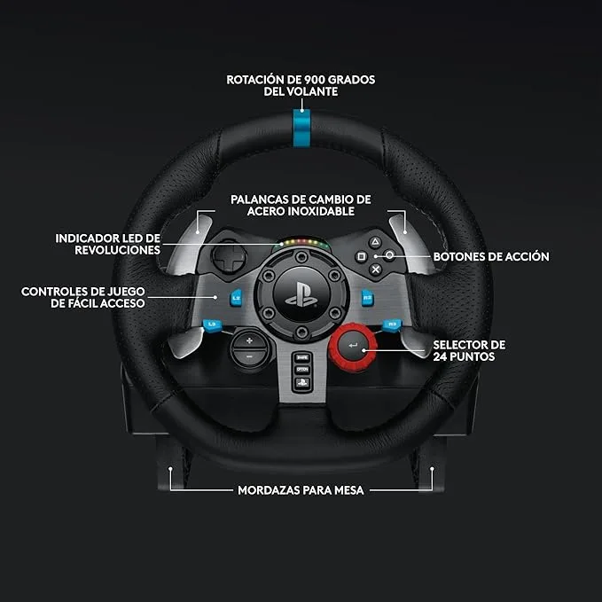 Logitech G G29 SE Driving Force, volante de carreras y pedales, Force Feedback, Cuero auténtico + Palanca de cambio, Para PS5, PS4 y PC, Mac - Negro - Imagen 5