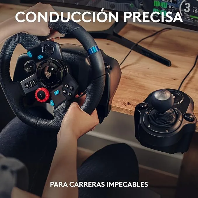 Logitech G G29 SE Driving Force, volante de carreras y pedales, Force Feedback, Cuero auténtico + Palanca de cambio, Para PS5, PS4 y PC, Mac - Negro - Imagen 3