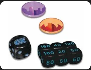 Pokemon TCG: Escarlata y Purpura Fulgor Negro Set de Dados y Moneda