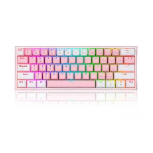 Teclado Gamer Redragon K617 Fizz RGB Rosado/Blanco Pink/White Alambrico