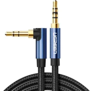 Cable Auxiliar Angulado UGREEN 2 X Mini Jack 3,5 Mm 1,5 M Azul Av112