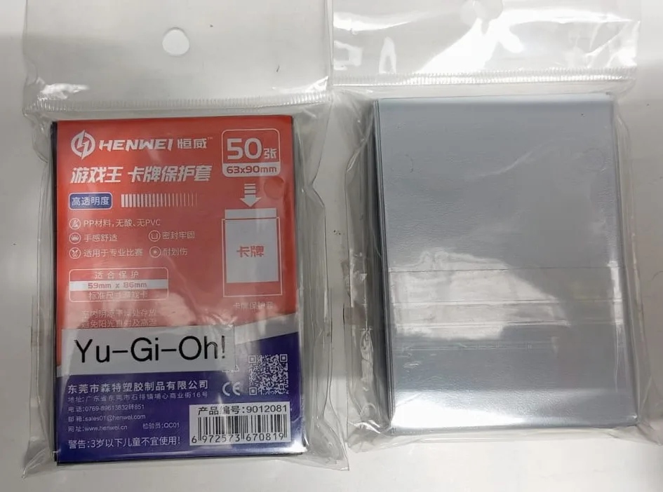 Protectores Fundas para Cartas Henwei Yu-Gi-Oh 63x90 mm 50 unidades Color Gris