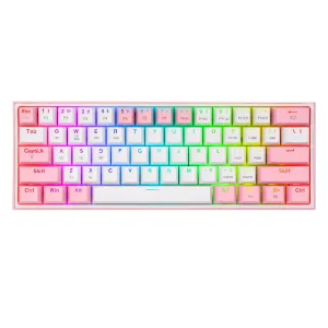 Teclado Gamer Redragon Fizz Pro K616 Blanco y Rosado RGB Inalambrico