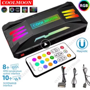 Controlador ARGB Coolmoon de 4 pines, PWM, 5V, 3 pines, ARGB AURA SYNC, ventilador de refrigeración, Control remoto inteligente para ASUS MSI, carcasa de PC, radiador de chasis