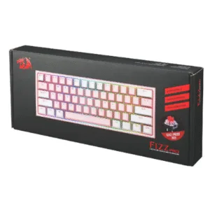 Teclado Mecánico Inalámbrico Redragon K616 Fizz Pro RGB en color rosa y blanco