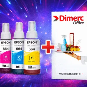 Juego de tintas epson 664 bcym (todos los colores + resma tipo carta 500 hojas)