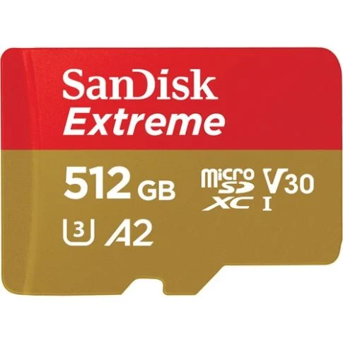 Tarjeta de Memoria Micro SD 512 GB SanDisk Extreme + Adaptador SD SDHC SDXC