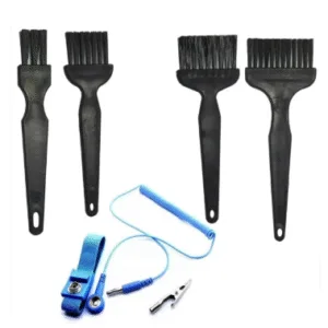 Kit de Limpieza Electrónica (4 Brochas Antiestáticas + Pulsera ESD)
