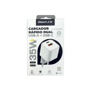 Cargador Rápido Dual USB-A + USB-C 35W GaN Mod. BL-CHPQC3500W