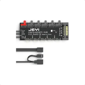 Hub Splitter 6 Ventiladores Pwm Y 5 Luces Direccionales Argb Led Verde