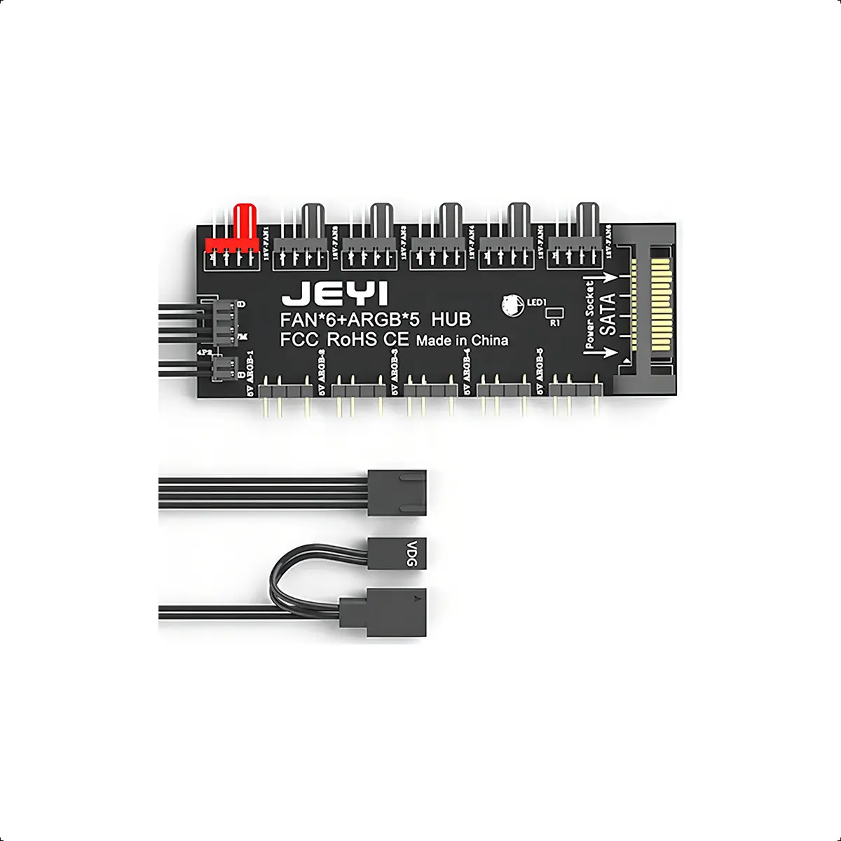 Hub Splitter 6 Ventiladores Pwm Y 5 Luces Direccionales Argb Led Verde