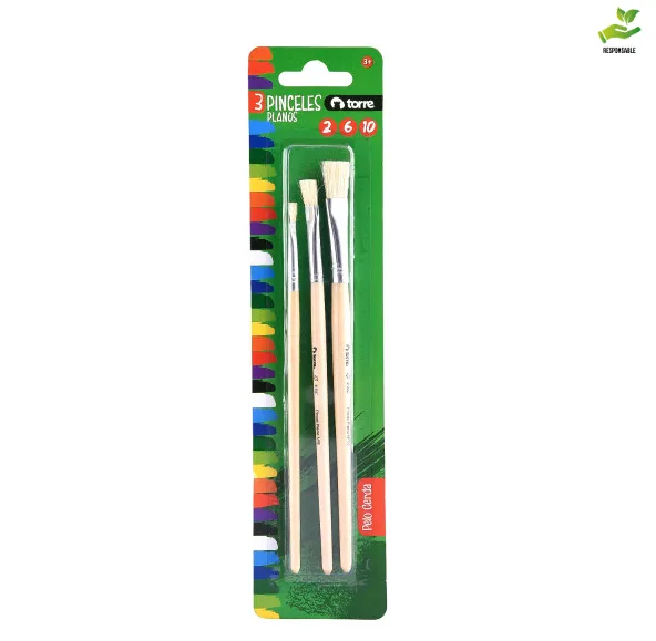 SET PINCELES PLANOS N° 2-6-10 TORRE