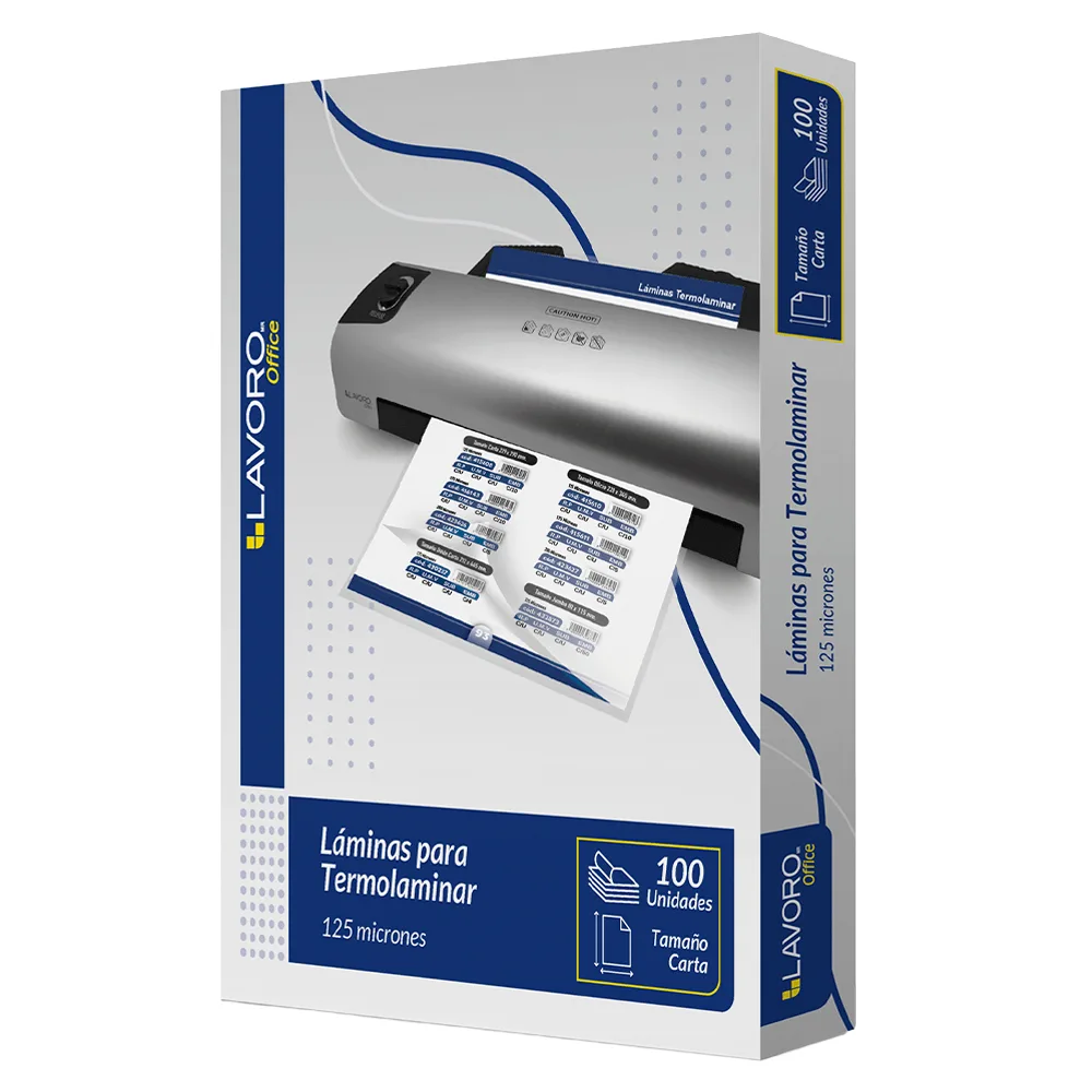 LAMINAS PARA TERMOLAMINAR OFICIO 100 UND 125 MICRON LAVORO