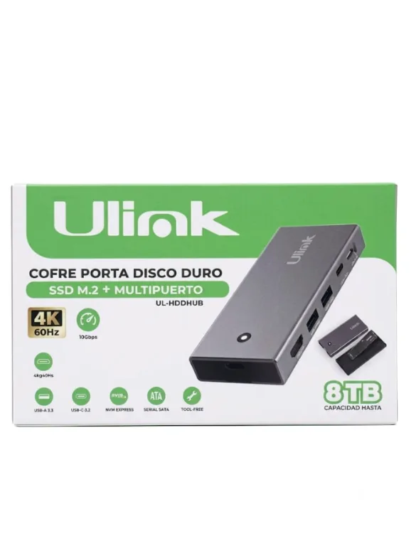 Cofre porta disco duro NVME con multipuerto 5 en 1 / UL-HDDHUB