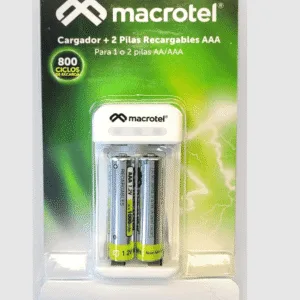 Cargador de pilas Macrotel MW-228 2 pilas recargables AAA 1000mah