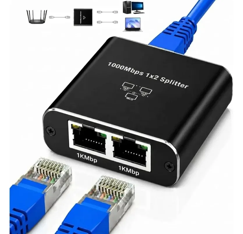 Extensión Doble Enchufe RJ45 Socket Ethernet de 2 RJ45 Cat5