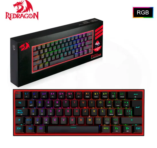 Teclado Gamer Redragon Fizz Pro Black red switch Español Wireless K616-RGB B SP